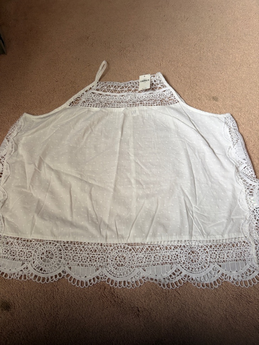 GAP White Crochet Trim Halter Tank
